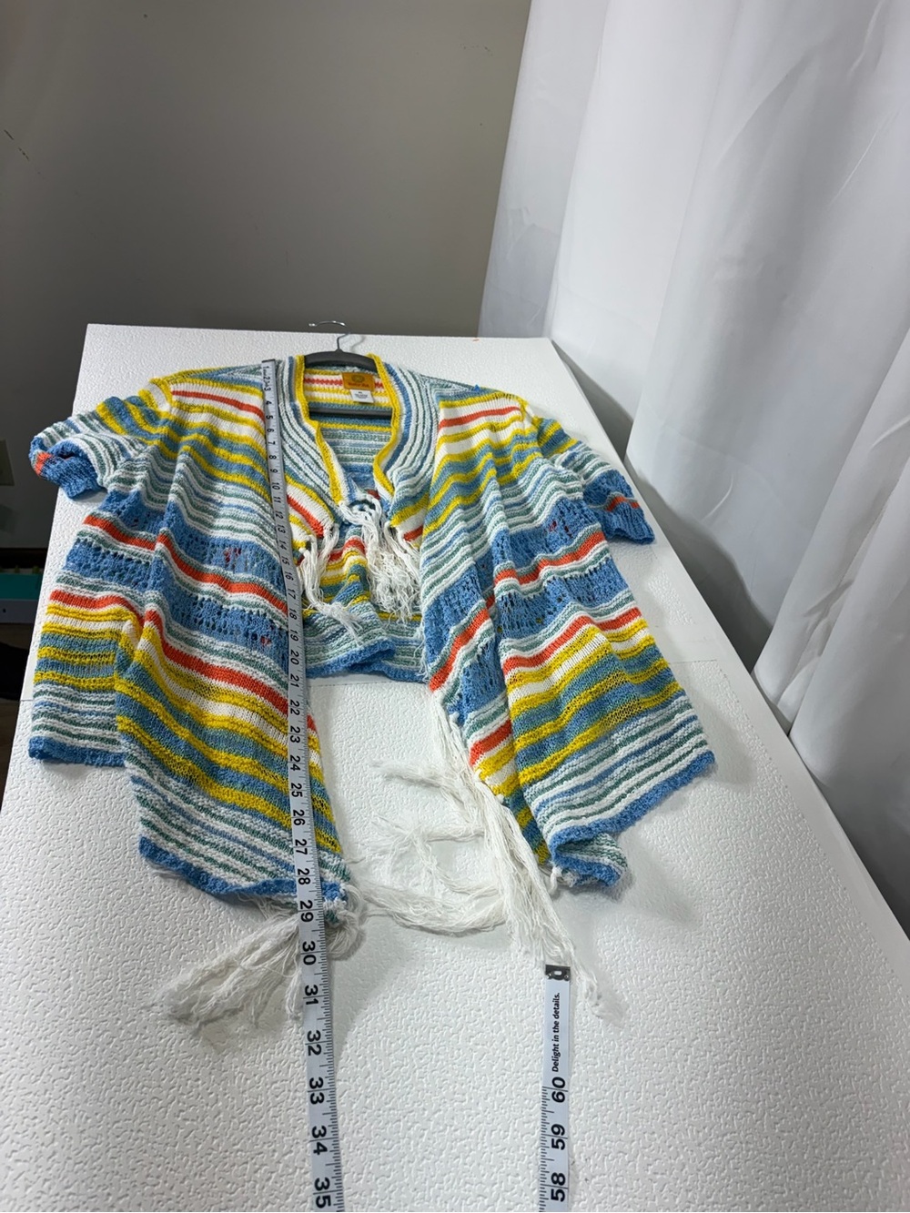 Ruby Rd. Multicolor Striped Fringe Open-Front Cardigan - Blue/Yellow/Red 3775 - Picture 9 of 10